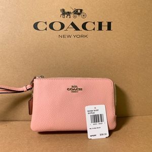 NWT COACH DOUBLE CORNER ZIP WRISTLET